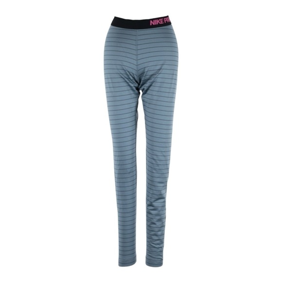 Nike Pro Hyperwarm Stripe Training Tights Blue Graphite Black Size XS - Picture 1 of 10